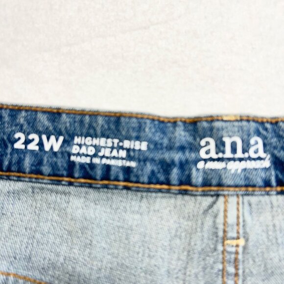 a.n.a. Womens Highest Rise Straight Stretch Blue Denim Dad Jeans Plus Sz 22W NWT - Picture 6 of 11
